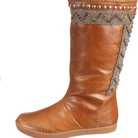 HOUSE OF HARLOW 1960 WILLA BOOTS LEATHER BEAD EU36 - Picture 1 of 8